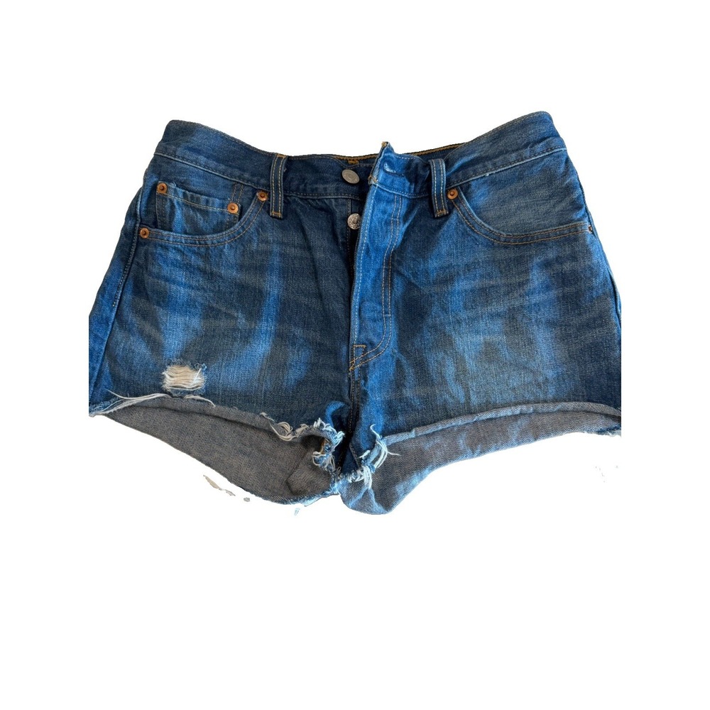 Levi's 501 Button Fly Cutoff Denim Shorts Women's W29 Distressed Raw Hem 2016
